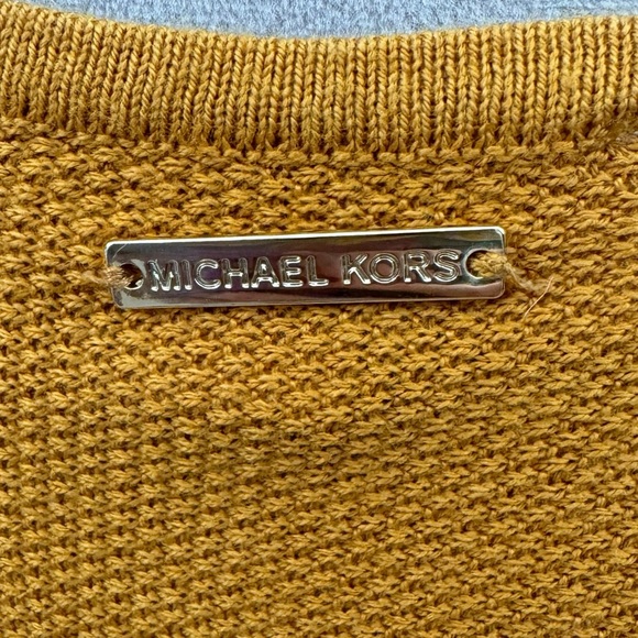 MICHAEL KORS Tunic Sweater Womens Sz L Autumn Yellow Long Sleeve Pullover Top - Picture 4 of 10